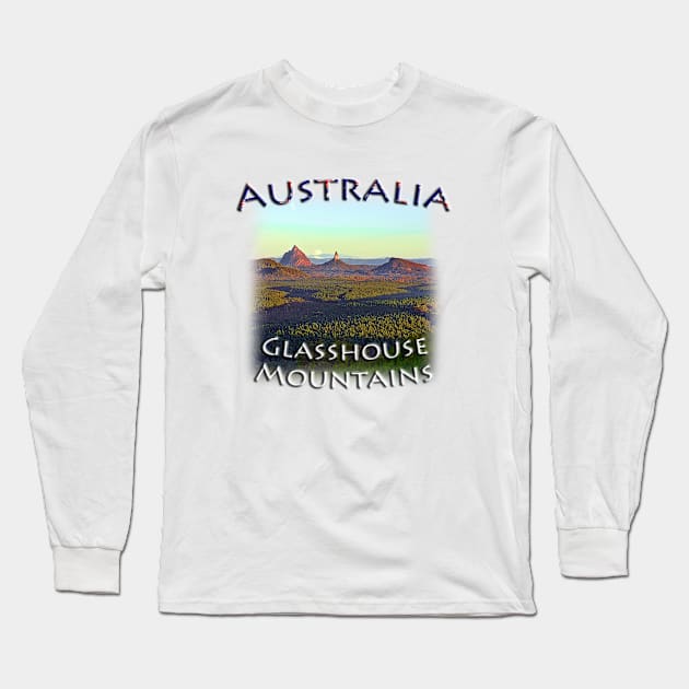 Australia - Glasshouse Mountains moonset at sunrise Long Sleeve T-Shirt by TouristMerch